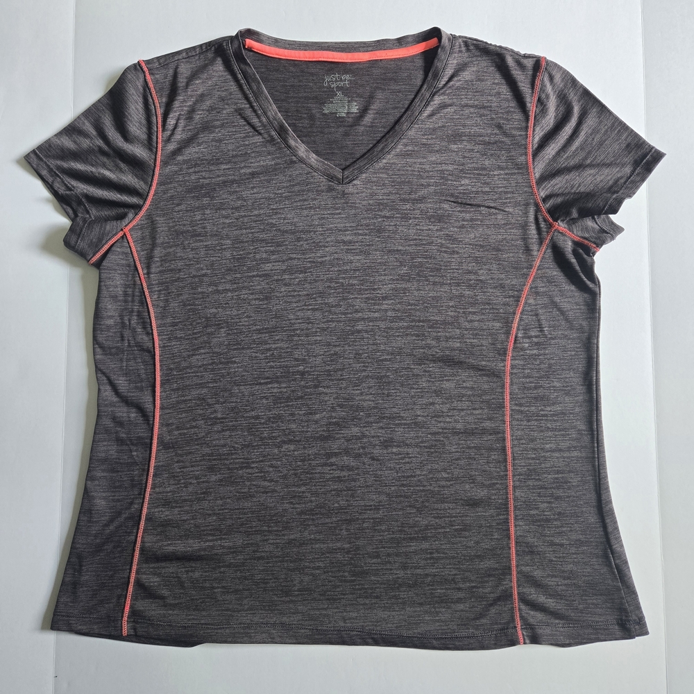Short SleeveJust Be Sport Heather Gray V-Neck Activewear Tee XL